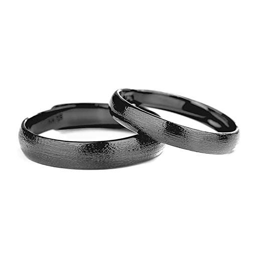 Musihy fedi nuziali coppia, anello argento 925 anello nero donna disegno di un design semplice idee regalo natale originali uomo