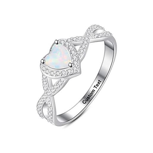 Catoka anello con cuore anelli di opale per donne anello di promessa per coppie donna lei personalizzato inciso nome personalizzato argento sterling