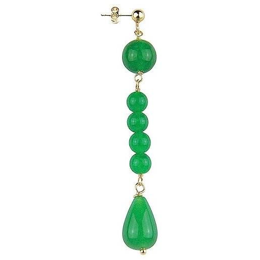 In lebole collezione the stone xor mono orecchino da donna in ottone pietra verde