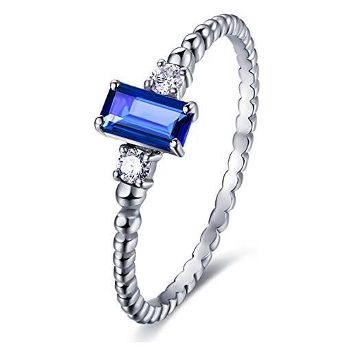 kardy elegante blu zaffiro pietra preziosa diamante 585/1000 (14 carats) 14k oro bianco promettere fidanzamento moda anello per donne