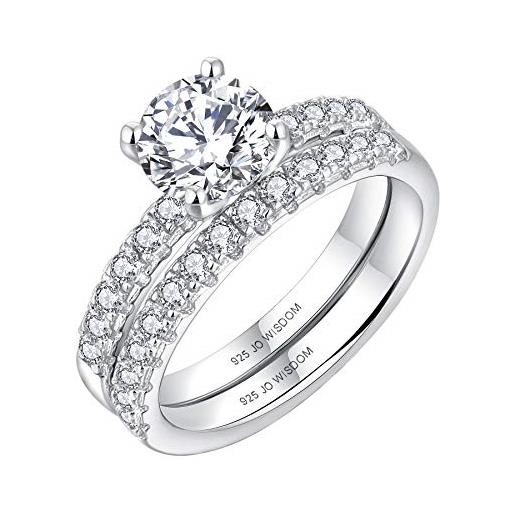 JO WISDOM jo wisodm anelli in argento 925 donna, set da sposa, anello di promessa di anniversario di matrimonio di fidanzamento con 7mm 5a zirconia cubica