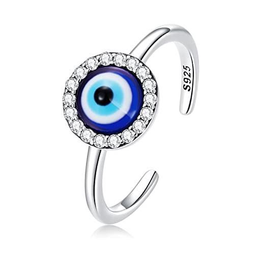 Jefanny anello d'argento 925 per le donna, regalo per le donne, occhio del demone di resina anelli impilabili regolabili gioielli di protezione minimalista