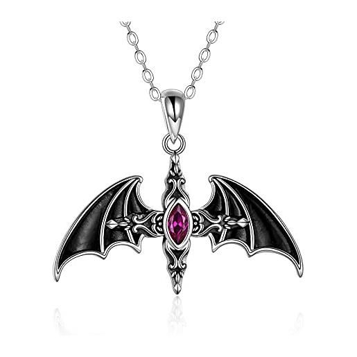 YFN collana pipistrello argento sterling ciondolo gotico gioielli gotico regalo per donna uomo ragazze