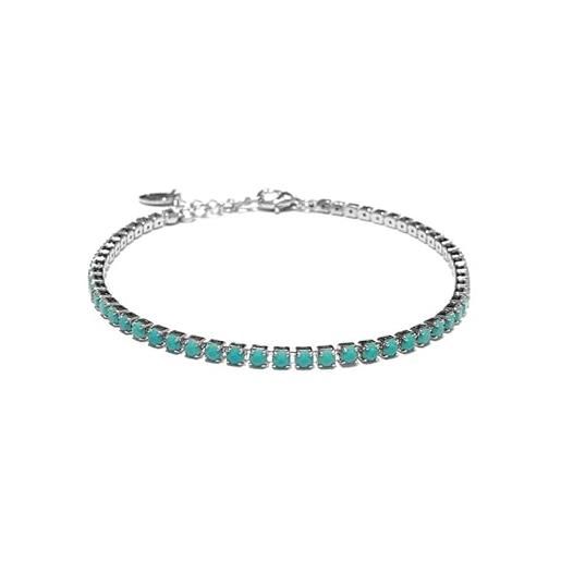 MAISON GIOIELLI FIRENZE - ohana bracciale tennis in metallo placcato oro e zirconi colorati, bracciale opali, chiusura moschettone ipoallergenico antigraffio e waterproof (oro rosa, turchese)