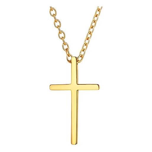 Richsteel collana con ciondolo a croce e catena rolo regolabile di grandi dimensioni, regalo per fidanzato in acciaio inossidabile placcato oro 18 carati cristianesimo gioielli collana con crocifisso uomo