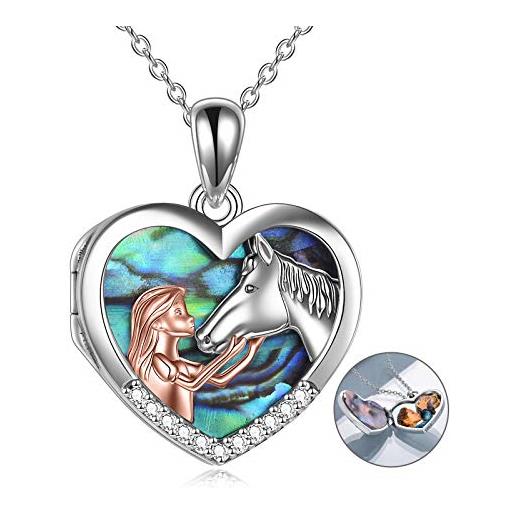 YFN collana per ragazze e cavalli per ragazze gioielli per cavalli in argento sterling regali per cavalli per le donne (nature abalone shell)