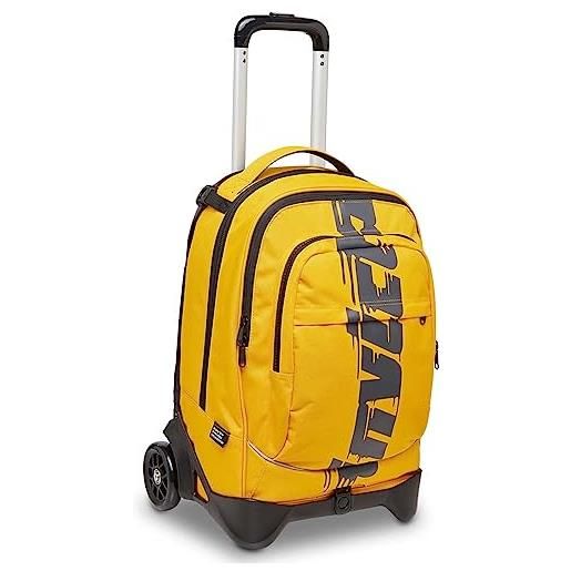 Invicta trolley scuola sganciabile new plug, giallo, new way logo, zaino con carrello sganciabile, 3 in 1, triplo uso, doppia tasca frontale, tasca con organizer, scuola