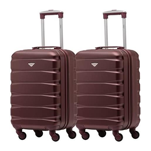 Flight Knight set of 2 lightweight 4 wheel abs hard case suitcases cabin carry on hand luggage approved for over 35 airlines including easy. Jet, maximum size for klm & air france 55x35x25cm