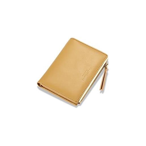 PORRASSO donna portafoglio moda portamonete corto carte di credito in pelle multifunzione portafoglio portatile portafogli giallo