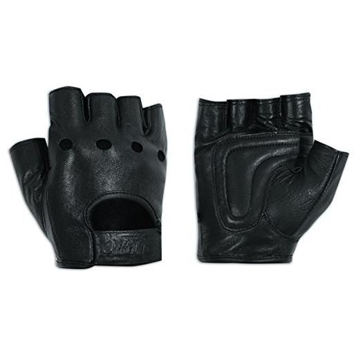 A-Pro, guanti senza dita, in morbida pelle, per moto, stile punk, nero 3 x l