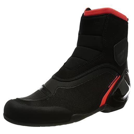 Dainese dinamica d-wp shoes, scarpe da moto impermeabili, nero/rosso fluo, 40