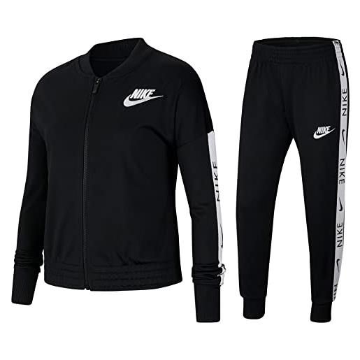 Nike g nsw trk suit tricot, tuta bambina, black/(white), xs