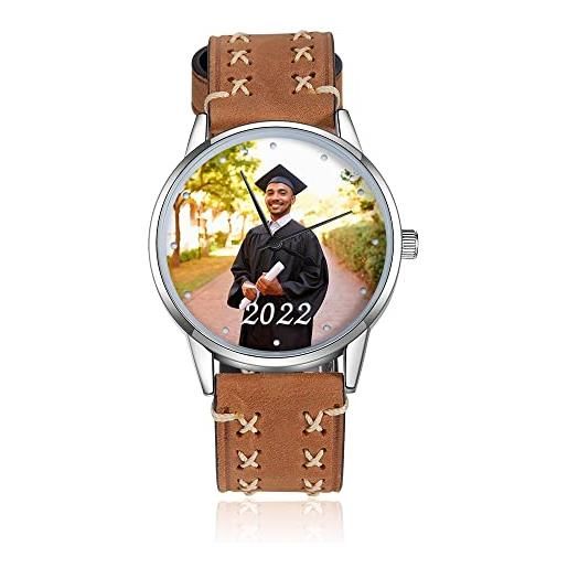 ALBERTBAND orologi da polso con foto personalizzati incidi orologio da polso con il tuo messaggio regalo di laurea per lei lui figlia figlio bff laureato studenti delle scuole medie superiori (#2)