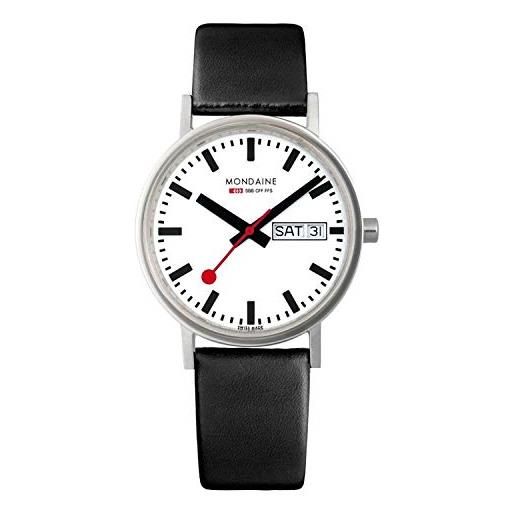 Mondaine classic - orologio con cinturino nero in pelle per uomo e donna, a667.30314.11sbb, 36 mm