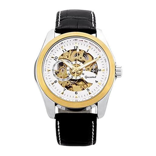 RORIOS orologio da uomo orologio luminoso orologio meccanico automatico con cinturino in pelle scheletro orologio da polso