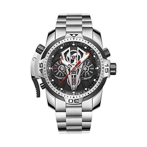 REEF TIGER orologio sportivo analogico automatico uomo con cinturino in acciaio inossidabile rga3591 (rga3591-yby)