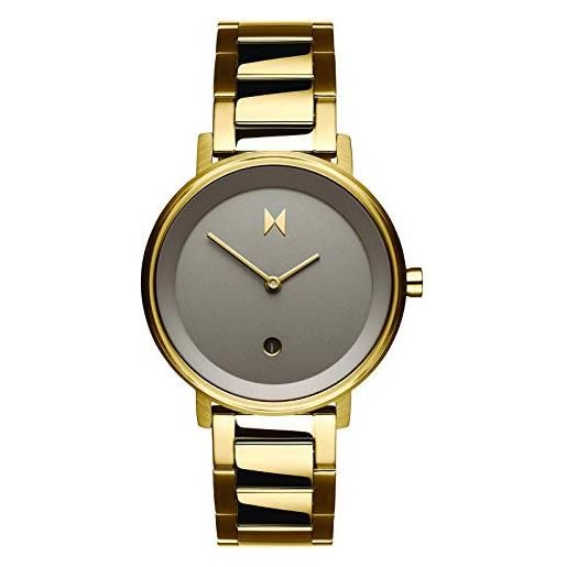 MVMT signature ii - orologio analogico da donna, 34 mm, cinturino in acciaio champagne gold