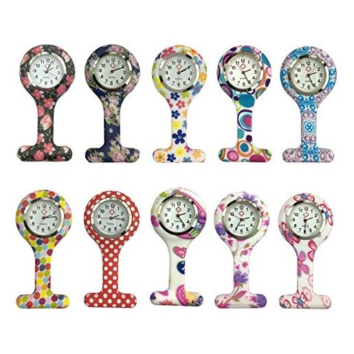AMONS kit orologi per infermiere, orologio da infermiere in silicone con spilla, confezione da 10
