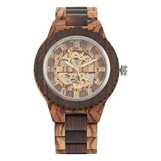 WRVCSS wooden watch mechanical automatic men's hand watch wooden bracelet strap roman numeral display party valentine's day friends holiday gifts gifts brown