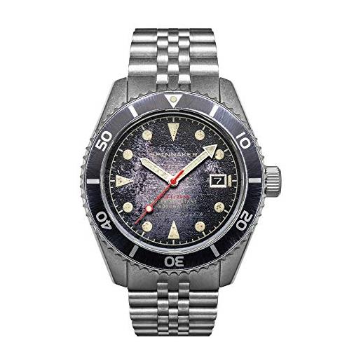 Spinnaker mens 44mm wreck automatic barnacle black 3 hands watch with stainless steel bracelet sp-5089-11
