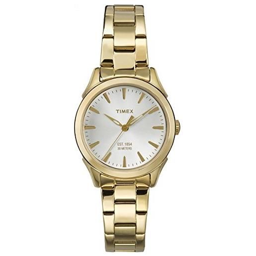 Timex tw2p81800 orologio da polso, quadrante analogico da donna, cinturino in acciaio inox, oro/oro
