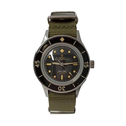 Walter Mitt sea wolf army automatico acciaio opaco nero verde tessuto nato orologio militare uomo