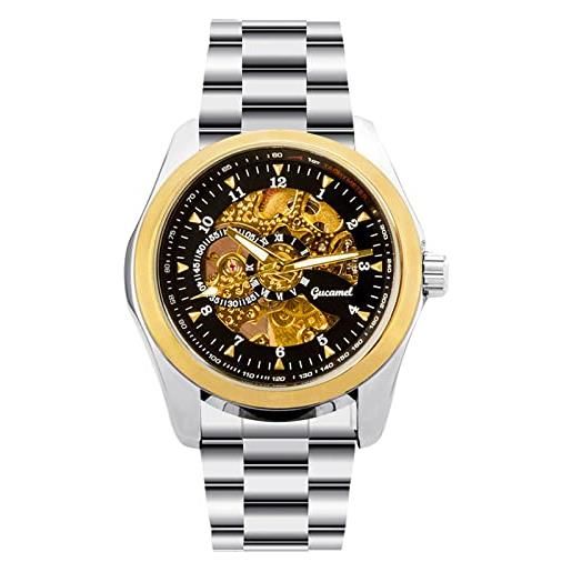 RORIOS orologio da uomo orologio luminoso orologio meccanico automatico con cinturino in acciaio inox scheletro orologio da polso