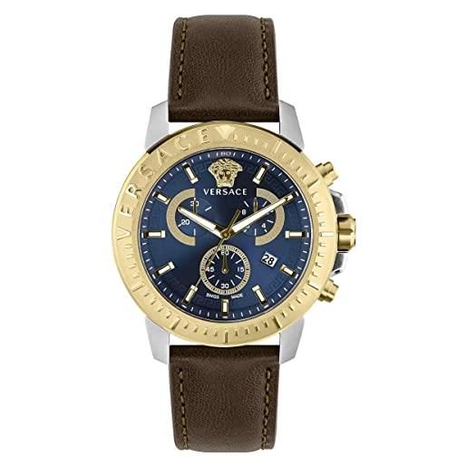 Versace orologio da uomo new chrono 45 mm cronografo ve2e002 21, bracciale