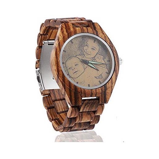 JF uarzo di legno personalizzato orologio da uomo, moda da polso fatti a mano di natale foto orologi