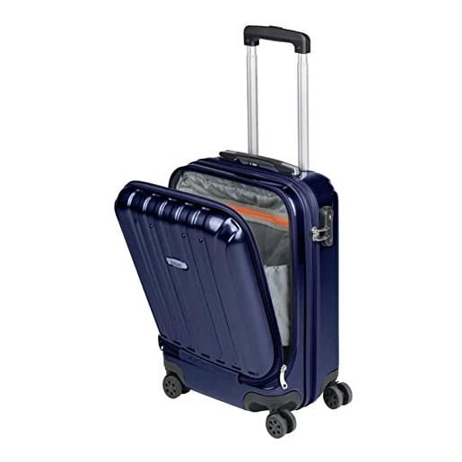 SULEMA valigia bagaglio a mano tasca porta pc trolley cabina bagaglio rigido e leggero 4 ruote doppie giro 360º lucchetto tsa sulema, manico telescopico (blu marino)