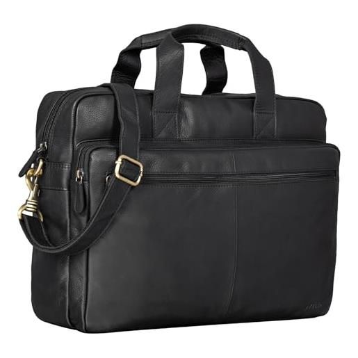 STILORD 'thompson' borsa portadocumenti pelle grande vintage ventiquattrore porta pc 15' cartella borsa a tracolla borsa da lavoro per uomo donna cuoio vero, colore: nero