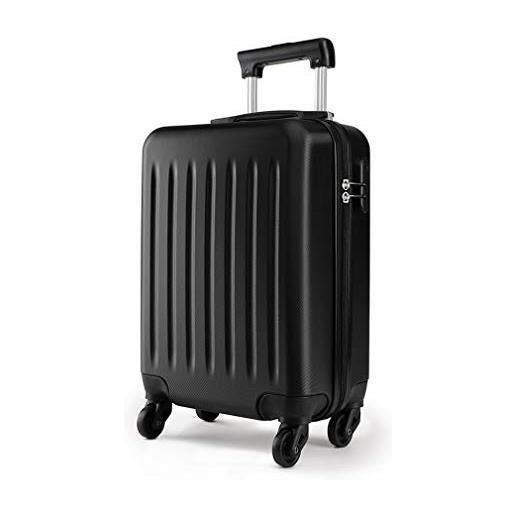 KONO trolley bagaglio a mano rigidi e leggero in abs valigia con 4 ruote 48cm, 27l (nero)