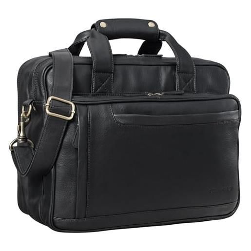 STILORD 'excelsior' borsa da lavoro uomo in pelle cartella ventiquattrore in cuoio portadocumenti professionale, colore: nero
