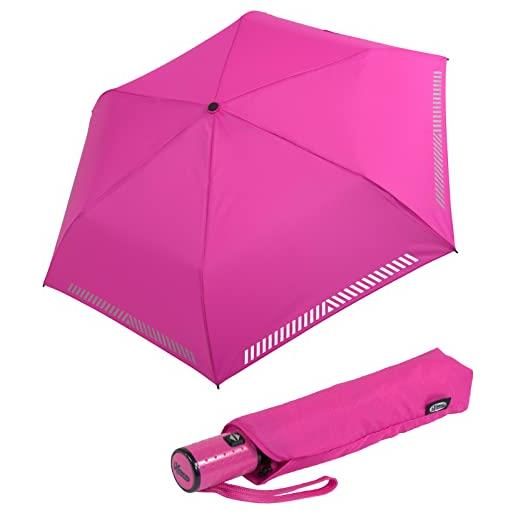 iX-brella mini ombrellone per bambini safety reflex extra leggero, rosa fluo automatico, 95 cm - automatik