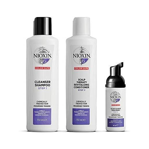 Nioxin kit trifasico sistema 6 per capelli trattati chimicamente e assottigliati - 150 ml