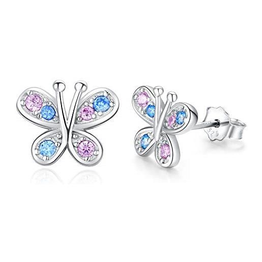 CUOKA MIRACLE orecchini a farfalla orecchini a farfalla in argento sterling 925 con zirconi cubici per donna farfalla per ragazze e bambini (a)