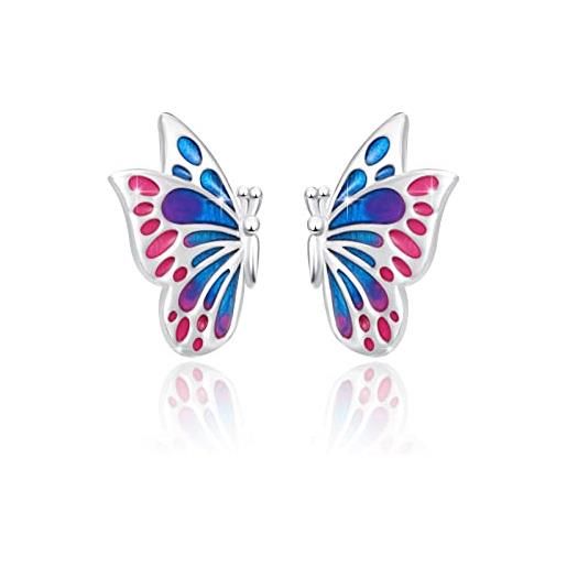 GGBOOM orecchini a farfalla in argento sterling 925 a forma di farfalla, orecchini da donna, regalo per donne e ragazze