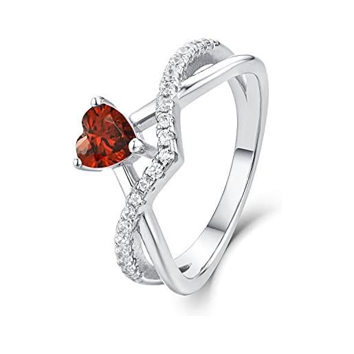 starchenie starnny anelli donna argento 925, anelli fidanzamento anniversario amore a forma di cuore with 5a zirconia cubica birtstone regali di gioielli per donna，14.5