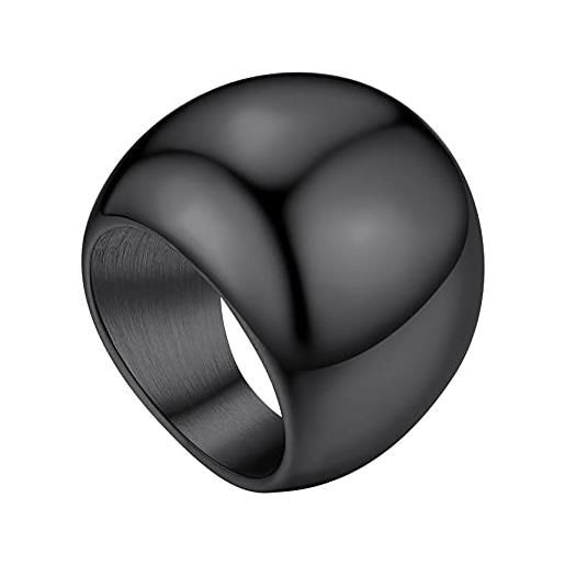 GOLDCHIC JEWELRY anello uomo nero 23 mm, anello nero uomo classico in acciaio inossidabile anello chunky uomo anello grosso uomo a fascia semplice taglia 14,5 anello coppia