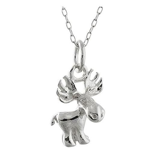 FashionJunkie4Life argento sterling 3d whimsical moose charm pendant necklace, 45,7 cm