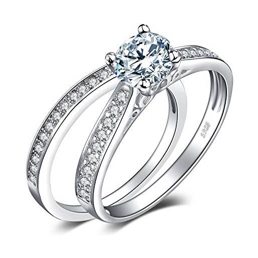 JewelryPalace anelli donna argento 925, fedine fidanzamento coppia argento, anello solitario, 1.3ct diamante simulato anniversario matrimonio promessa sposa band anelli donna set, gioielli donna 25