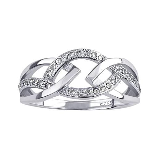 SILVEGO anello da donna in argento 925 con zirconia cubica anello intrecciato, jjjr0222