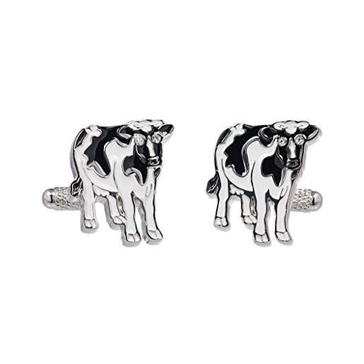 Onyx - Art gemelli - nero e bianco frisona dairy mucca gemelli camicia in onice arte scatola per gemelli