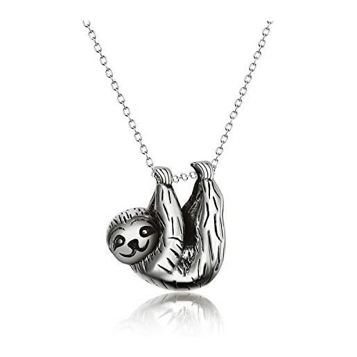 VONALA collana con ciondolo a forma di bradipo in argento sterling ispirato a animali, per donne e ragazze. E argento, colore: vintage, cod. Pyx2426eu