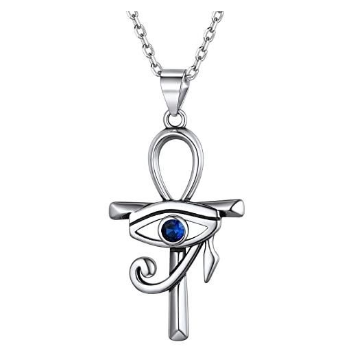 ChicSilver occhio di horus ciondolo ankh egizio argento 925 collana occhio horus collana croce ankh pendente occhio di horus con confezione regalo