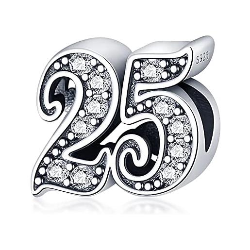 MariaFonte charm new 2024 compatibile tutte marche 25 anni compleanno anniversario ciondoli originale offerte argento mamma bead portafortuna cuore natale