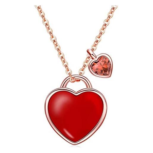 Qings collana love birthstone collana con ciondolo cuore gennaio in argento sterling 925 per fidanzata, moglie, mamma e figlia