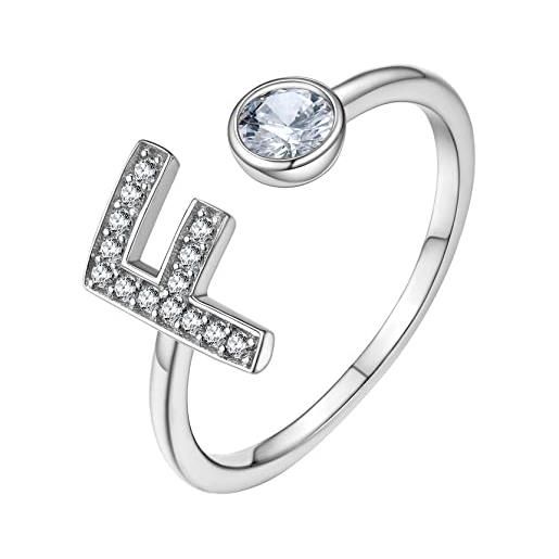GOLDCHIC JEWELRY anello da donna con lettere f in cristallo, iniziali maiuscole, anello aperto regolabile, gioielli impilabili