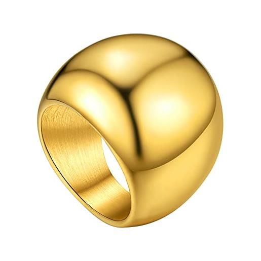 GOLDCHIC JEWELRY anello grosso oro anello donna oro 23 mm taglia 17, anelli oro acciaio inossidabile da mignolo a cupola per rapper
