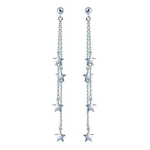 Yumilok, orecchini pendenti con stelle in argento sterling 925, ipoallergenici, per donne e ragazze-